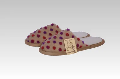 Produktbild von Hausschuhe Pantoffel Wolle Noppen beige Linke