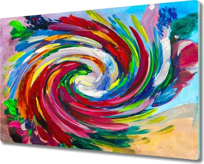Produktbild von Coloray Herdabdeckplatte 80x52 cm Schneidebrett Kochplattenabdeckung Küchenbrett Hackbrett - bunte Wirbel