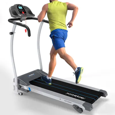 A man is running on a treadmill.