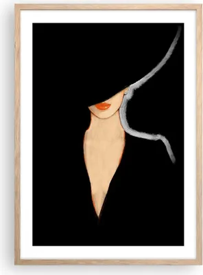 Produktbild von Gerahmtes Poster - Rahmen in heller Eiche - Schwarz Frau Hut - 50x70 cm - Wand Bild - Wanddeko - Wandbilder - Kunstposter - Wandposter - Bilderrahmen - Bilder - Kunstdruck - Wandbild - P2NPA50x70-4341