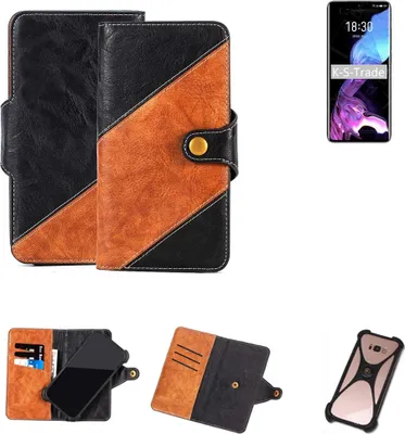 Produktbild von K-S-Trade Handyhülle Schutzhülle Bookstyle Case Wallet-Case kompatibel mit Meizu 18 Handy Cover Bumper Klapphülle schwarz hellbraun 1x