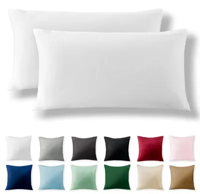 Produktbild von Set mit 2 Perkal-Kissenbezügen, 40 x 80 cm – 100 % Baumwolle mit Reißverschluss, superweicher Kissenbezug, weiß, nur Kissenbezug