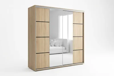 Produktbild von A3 Schiebetürenschrank mit Spiegel - Sonoma - 100 x 62 x 215 cm