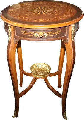 Produktbild von Casa Padrino Luxus Barock Beistelltisch Mahagoni Intarsien mit Schublade H86 Durchmesser 60 cm