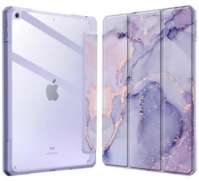 Produktbild von Fintie Hybrid Hülle für 10.2 Zoll iPad 9./8./7. Generation 2021/2020/2019 – Z- Marmor Lila
