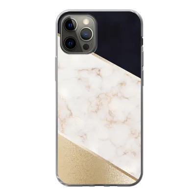 Produktbild von MuchoWow® Handyhülle Schutzhülle Hülle für iPhone 12 Pro Marmor - Gold - Rosa Silikon Softcase Handy Hülle - Abdeckung