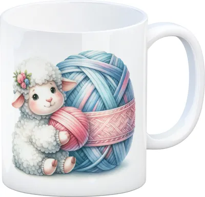 Produktbild von Schaf mit Wollknäuel Kaffeebecher