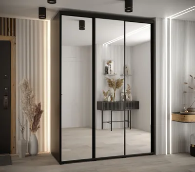 Produktbild von Kleiderschrank YVONA 2 - 180/60 cm, schwarz / schwarz