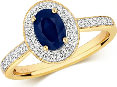 Produktbild von Funkelndes Feuer Wunderschöner 9 Karat (375) Gold Cluster Diamant Ring Brillant-Schliff 0.33 Karat HI - I1 mit Saphir, 54 (17.2); TRS292749KYRSN