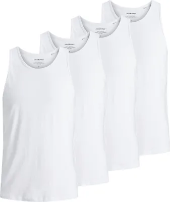 Produktbild von JACK&JONES Herren Tanktop, 4er Pack - JACBASIC TANKTOP, einfarbig, Baumwolle Weiß L