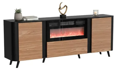 Image de Briano - Buffet, 191x40x69h cm Noir, 2 Étagères