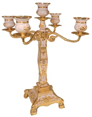 Metall-Kerzenhalter mit 5 Armen, Gold, 35,5x35,5x40,5 cm