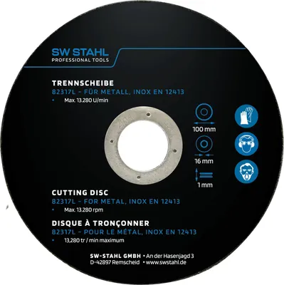 Produktbild von SW-Stahl 82317L Trennscheibe für Metall, 100 x 1,0 x 16 mm, 10 Stück