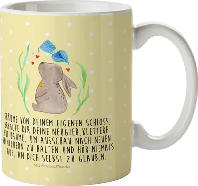 Produktbild von Mr. & Mrs. Panda Plastikbecher Hase Blume - Gelb Pastell - Geschenk, Pott, Reisebecher, Kindergeburtstag, Ostern, Kindertasse, Mehrwegbecher, Träume, Geburtstag, Taufe