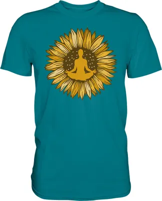 Produktbild von Yoga Sonnenblumen T-Shirt Gärtner Geschenk Garten Meditation – Diva Blue / M