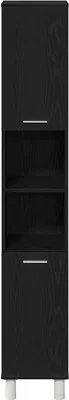 Produktbild von Badschrank Schwarz Eiche 30x30x179 cm Holzwerkstoff, Badezimmerschränke DesignMöbel Neu