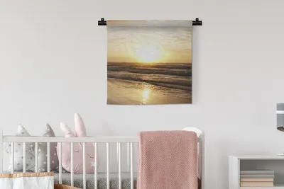 Produktbild von MuchoWow® Wandteppich Wandbehang Sonne - Meer - Strand 60x60 cm Tapisserie Dekoration Wandtuch - Dekorationen - Wand Decke