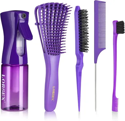 Produktbild von Haarbürste mit 200 ml Haarsprayflasche, Entwirrende Haarbürste, für Natürlich Schwarzes Haar, 3-teiliges Set