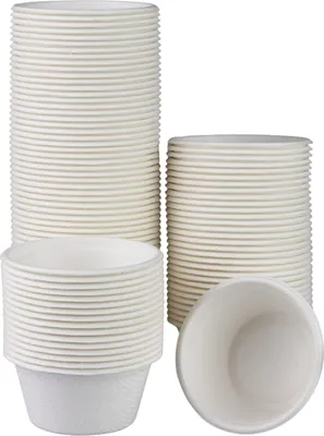 Produktbild von Love Nature Ökologisch Dressingbecher Aus Zuckerrohrmark 60 ml 100 Stück - Dressing Behälter to Go - Saucenbecher - Sauce Container