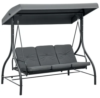Produktbild von Outsunny 2 in 1 Hollywoodschaukel mi Liegefunktion, 3-Sitzer Gartenschaukel