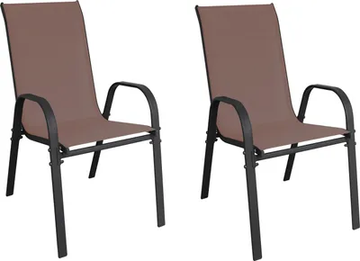 Produktbild von 2er Outdoorstuhl Gartenstuhl robust Stapelstuhl Metall Textilen Braun