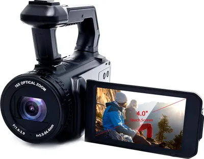 Obrázok produktu pre Kamery ZELURXX, s nočným videním a stabilizáciou obrazu, videokamera, 16x optický zoom, 4,0 palca, 2,7K, 48MP, digitálna kamera, 19 x 8 x 8,5 cm, čierna