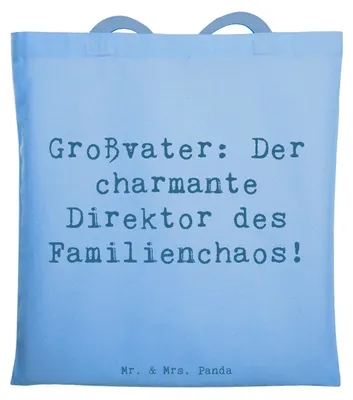 Produktbild von Mr. & Mrs. Panda Jutebeutel Spruch Großvater Direktor - Sky Blue - Geschenk, Humor, Verwandte, Tote Bag, handgemacht, Liebe, Opa, Laptoptasche, für, Jubiläen, Familie