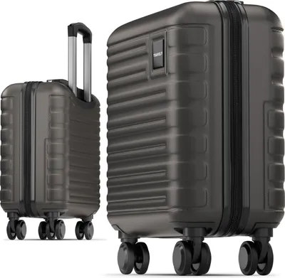 Produktbild von Travely Premium Handgepäck Koffer 45x36x20cm - passend für Ryanair, Lufthansa, Eurowings und co. I 32L Trolley Handgepäck mit sanften Rollen und praktischem TSA Schloss, Reisekoffer, Grau