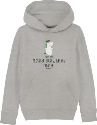 Produktbild von Mr. & Mrs. Panda Kinderpullover Einhorn Joker 5-6 Jahre (110/116) - Heather Grey - Geschenk, Sweater, Unicorn, Hoodie, Kasper, Einhörner, Mittelalter, Pullover, Hofnarr