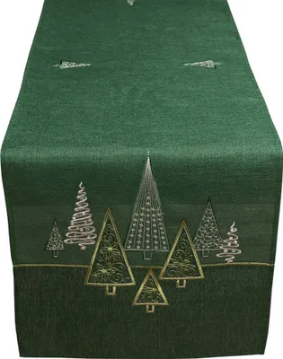 Produktbild von 40x140 cm Tischläufer dunkelgrün edle Tannenbäume für Weihnachten