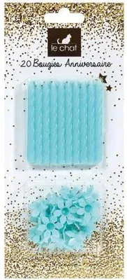 Immagine prodotto di Candeline di compleanno Le Chat, 20 pezzi + supporti, blu, taglia unica