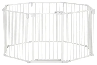 Obrázek produktu pro Ohrádka pro psy s dveřmi – skládací výběh pro psy | Barva: bílá | Rozměry: 482,5 x 2 x 76 cm
