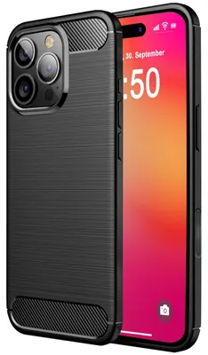 Obrázok produktu pre Silikónové puzdro NALIA pre iPhone 16 Pro – protišmykové a matné – VORTEX (brúsený vzhľad a karbónový dizajn) – značka z Berlína – čierne