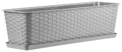 Obrázok produktu pre Kvetináč na balkón – závesný kvetináč – plastový – s podložkou – na zábradlie/balustrádu – 60 cm