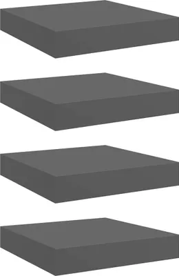 Obrázok produktu pre vidaXL Závesné police 4 ks Vysoko lesklá sivá 23x23,5x3,8 cm MDF