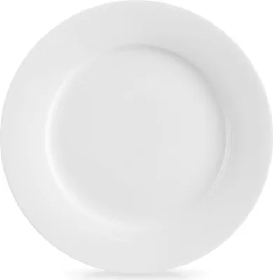 A white plate on a white background.