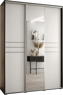 Produktbild von MEBLE KRYSPOL Davos 11 Schrank, drei Türen - 235,2x180x45 cm - Schwarz Weiß Silber