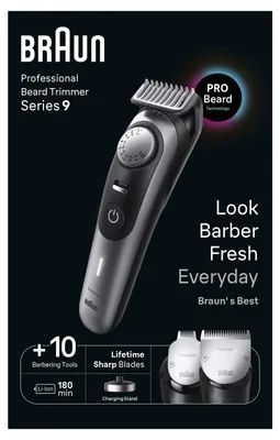 Produktbild von Braun BeardTrimmer BT9420, Waschbar, Akku, Schwarz, Grau
