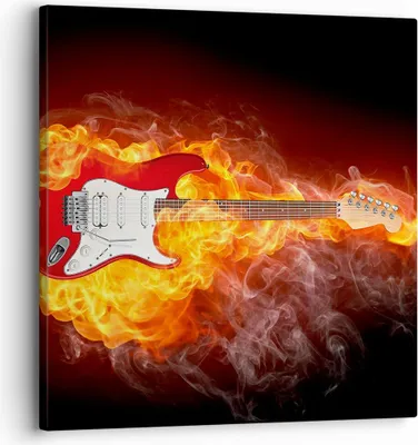 Produktbild von Bild auf Leinwand - Leinwandbild - Flammen Gitarre Instrument - 30x30cm - Wand Bild - Wanddeko - Leinwanddruck - Bilder - Kunstdruck - Wanddekoration - Leinwand bilder - Wandkunst - AC30x30-0196