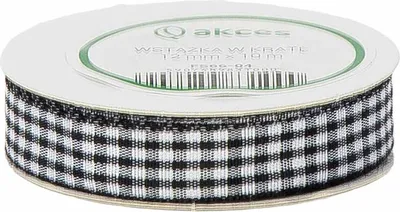 Immagine prodotto di STOFFBAND Nastro decorativo Nastro per tessuti Nastro regalo a scacchi bianchi e neri 12mm/10m