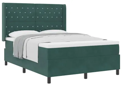 Image de vidaXL Lit boxspring avec matelas vert foncé 140 x 190 cm velours