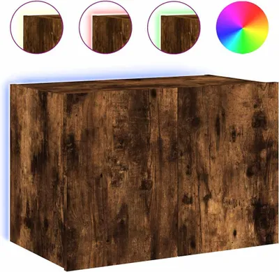 Produktbild von vidaXL TV-Wandschrank mit LED-Leuchten Räuchereiche 60x35x41 cm
