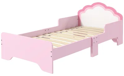 Produktbild von Kinderbett 70x140 cm mit Sicherheitsgitter und Lattenrost, wolkenf?rmigem Kopfteil, rosa