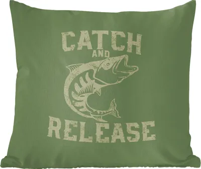 Produktbild von MuchoWow® Zierkissen Sofakissen Wohnzimmer Dekokissen 40x40 cm Jahrgang - Fisch - Text - Foto Kissen - Schlafzimmer Dekoration