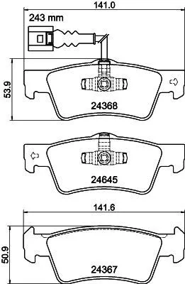 Produktbild von HELLA 8DB 355 013-841 - OE 7H8698451 Bremsbeläge für T5