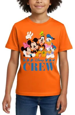 Produktbild von Mickey & Minnie Pluto Goofy Daisy Donald Crew Kinder T-Shirt, 110/116 (5-6 Jahre), Orange