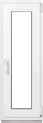 A white window frame with a clear glass pane, shown from the front.