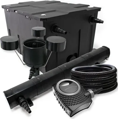 Image de Filtre biologique pour étang, capacité 60 000 litres, stérilisateur UV 72W, pompe, tuyau de 25 mètres et écumeur de surface