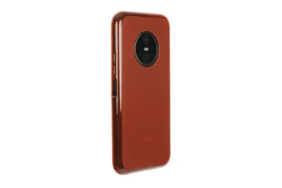 A red phone case is shown against a white background.