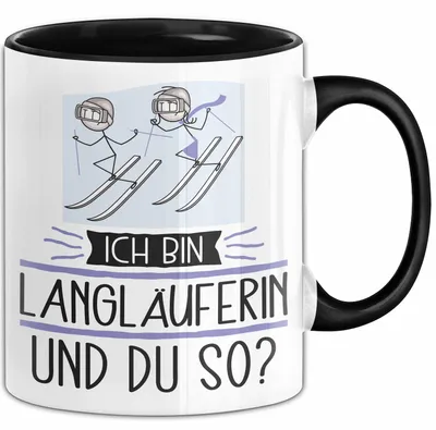 Produktbild von Langläuferin Tasse Geschenk Ich Bin Langläuferin Und Du So Geschenkidee Lustiger Spruch Becher (Schwarz)